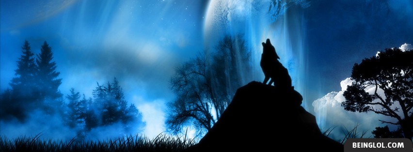 Wolf Howling in Moonlight