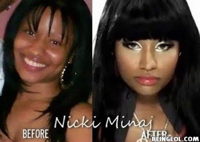 Nicki Minaj - Before and After Makeup !