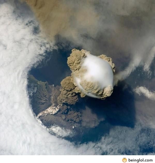 Erupting Volcano Photographed From Space.