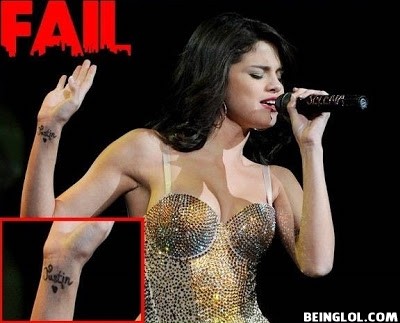 Selena Gomez Tattoo Fail !