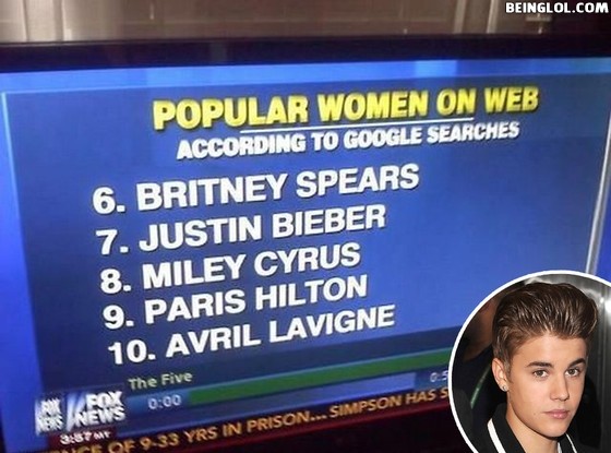Justin Bieber Is the 7th Most Popular Woman On the Web